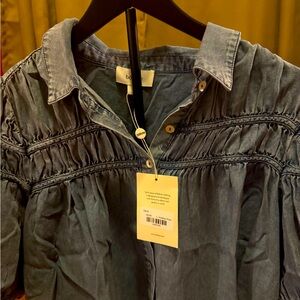 Bohme Washed Button-Front Denim Shirt - Blue